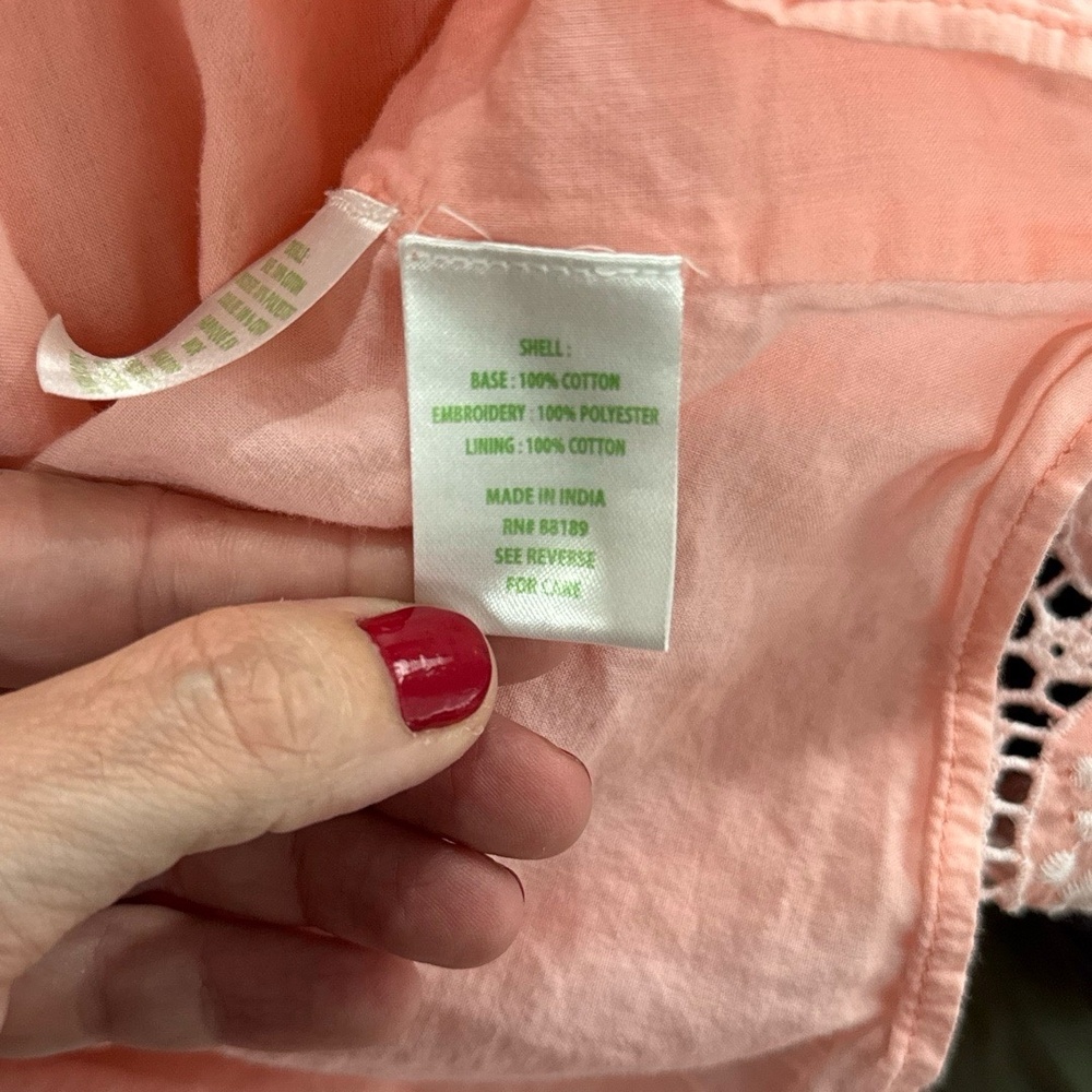 Lilly Pulitzer Keila Embroidered Eyelet Top in Peach Hyacinth Floral Size 12 - Picture 8 of 13